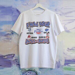 Vintage 1995 Final Four Shirt Tee Battle In Seattle Ucla Arkansas Fans Tee